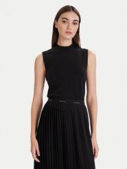 Calvin Klein Top LV044D316G Czarny Slim Fit. Czarne topy damskie Calvin Klein, l, bez wzorów, z wiskozy, bez kołnierzyka, bez ramiączek. Za 429.99 zł.
