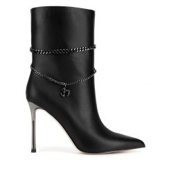 Botki Eva Minge. Czarne botki damskie Eva Minge, bez wzorów, bez obcasa, na szpilce, bez zapięcia. Za 543.99 zł.