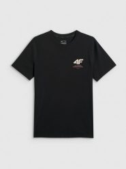 4F T-shirt regular gładki męski - czarny S. Czarne t-shirty męskie 4F, m, bez wzorów, z dresówki, bez kołnierzyka, bez ramiączek. Za 69.99 zł.