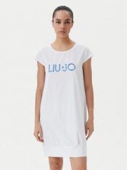 Liu Jo Beachwear Sukienka codzienna VA5194 JS003 Biały Regular Fit. Białe sukienki damskie Liu Jo Beachwear, na co dzień, xs, bez wzorów, z bawełny, bez kołnierzyka, bez ramiączek, proste. Za 239.99 zł.