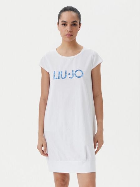 Liu Jo Beachwear Sukienka codzienna VA5194 JS003 Biały Regular Fit. Białe sukienki damskie Liu Jo Beachwear, na co dzień, xs, bez wzorów, z bawełny, bez kołnierzyka, bez ramiączek, proste. Za 219.99 zł.