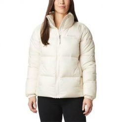 Kurtka uniwersalna damska Columbia Puffect. Białe kurtki sportowe damskie Columbia, m, bez wzorów, z syntetyku, bez ramiączek, bez kaptura, trekkingowe. Za 349.99 zł.