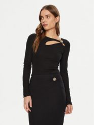 Guess Bluzka W5RP12 KAQL2 Czarny Regular Fit. Czarne bluzki damskie Guess, l, z aplikacjami, z syntetyku, bez kołnierzyka, bez ramiączek. Za 159.99 zł.