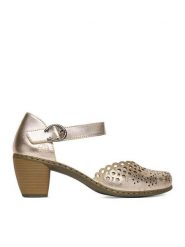 Rieker Półbuty CEO-40902-90 Złoty. Żółte czółenka damskie Rieker, bez wzorów, ze skóry, bez obcasa, bez zapięcia. Za 299.99 zł.