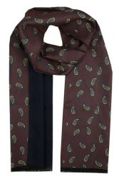 Elegancki Szalik Bawełniany - Alties - Paisley na Brązowym Tle. Brązowe szaliki męskie Alties, bez wzorów, z bawełny. Za 99.00 zł.