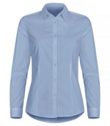 Clique Koszula Stretch Dł. Rękaw Damska - Regular Fit, Jasny Niebieski – Light. Niebieskie koszule damskie CLIQUE, xl, bez wzorów, z bawełny, bez kołnierzyka, bez ramiączek. Za 202.48 zł.