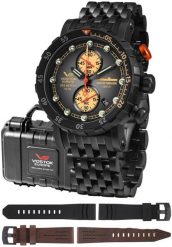 Zegarek męski Vostok Europe VK61-571C611B czarny. Czarne zegarki męskie Vostok Europe, bez wzorów. Za 6,762.66 zł.