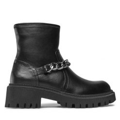 Botki DeeZee. Czarne botki damskie DeeZee, bez wzorów, bez obcasa, na płaskiej podeszwie, bez zapięcia. Za 119.99 zł.