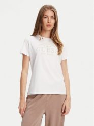 Guess T-Shirt V5YI13J 1314 Biały Regular Fit. Białe t-shirty damskie Guess, s, z aplikacjami, z bawełny, bez kołnierzyka, bez ramiączek. Za 119.99 zł.