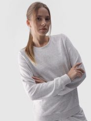 4F Bluza dresowa nierozpinana bez kaptura damska - szara XS. Szare bluzy damskie 4F, xs, bez wzorów, z bawełny, klasyczne, bez ramiączek, bez kaptura. W wyprzedaży za 99.99 zł.