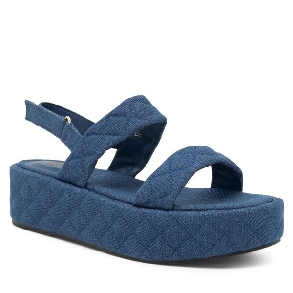 Sandały Jenny Fairy. Niebieskie sandały damskie Jenny Fairy, bez wzorów, bez obcasa, na koturnie, bez zapięcia. Za 129.99 zł.