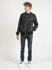 Les Hommes Kurtka "Bomber" | LKO102 250U | Light Weight Nylon Bomber With Multiple Zips | Mężczyzna | Czarny, Grafitowy. Czarne kurtki męskie Les Hommes, m, bez wzorów, z nylonu, bez kaptura. W wyprzedaży za 999.00 zł.