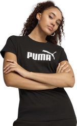 Koszulka damska Puma ESS No.1 Logo Tee czarna 682370 01 S. Czarne bluzki damskie Puma, s, bez wzorów, bez kołnierzyka, bez ramiączek. Za 113.44 zł.