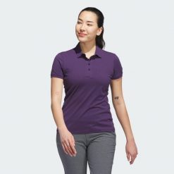 Koszulka Ultimate365 Tour Twistknit Polo. Fioletowe bluzki damskie Adidas, m, bez wzorów, z materiału, sportowe, bez kołnierzyka, bez ramiączek. W wyprzedaży za 164.50 zł.