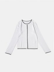 Wiskozowy kardigan - biały. Białe kardigany damskie Sinsay, l, bez wzorów, z wiskozy, bez kołnierzyka. Za 49.99 zł.