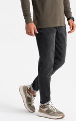 Ombre Spodnie męskie jeansowe TAPER FIT z przeszyciami i podwiniętymi nogawkami czarne V3 OM-PADP-0161 M. Czarne spodnie sportowe męskie Ombre, m, bez wzorów, z jeansu. Za 159.99 zł.