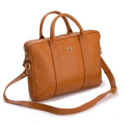 Skórzana torba na laptopa Felice Gold FG04 camel. Brązowe torby na laptopa damskie Felice, bez wzorów, ze skóry, do ręki. Za 438.99 zł.