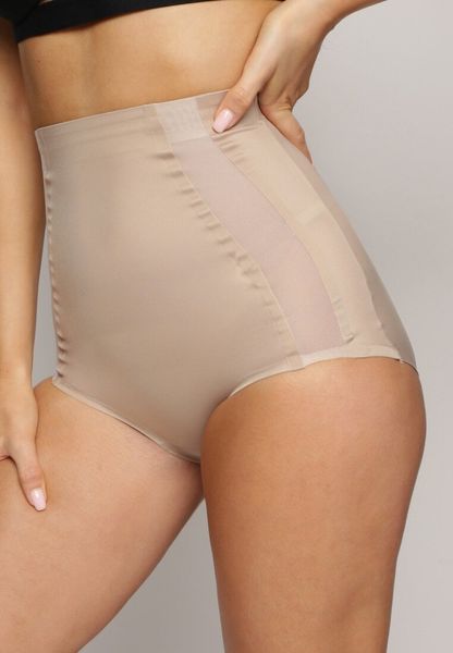 Beżowe Modelujące Majtki z Wysokim Stanem i Wstawkami z Siateczki Gabrielina. Brązowe majtki damskie Born2be. Za 19.99 zł.