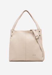 Beżowa Torebka w Typie Shopper z Paskiem i Rączką Soreline. Brązowe shopperki damskie Renee, bez wzorów, z jeansu, bez dodatków. Za 149.99 zł.