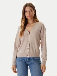 Guess Jeans Kardigan W4BR16 Z3HO2 Beżowy Regular Fit. Brązowe kardigany damskie Guess Jeans, m, z aplikacjami, z jeansu, bez kołnierzyka. Za 389.99 zł.