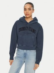 Tommy Jeans Bluza DW0DW19413 Granatowy Boxy Fit. Niebieskie bluzy damskie Tommy Jeans, l, bez wzorów, z bawełny, bez ramiączek, bez kaptura. Za 309.99 zł.