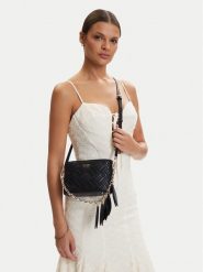 Guess Torebka Sally Mini HWQG99 21770 Czarny. Czarne listonoszki damskie Guess, z aplikacjami, ze skóry, bez dodatków. Za 549.99 zł.