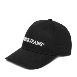 Czapka z daszkiem Guess Jeans. Czarne czapki damskie Guess Jeans, z aplikacjami, z jeansu. Za 99.99 zł.