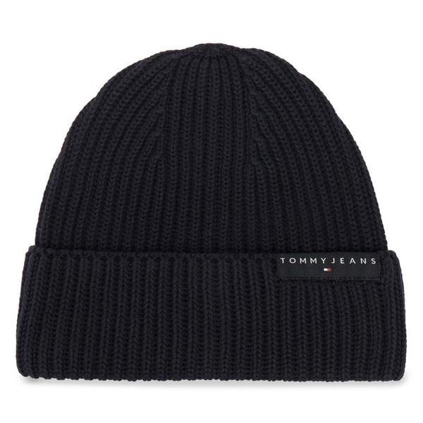 Czapka Tommy Jeans. Czarne czapki męskie Tommy Jeans, na zimę, bez wzorów, z jeansu. Za 129.99 zł.