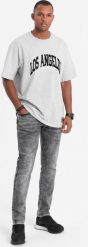 Ombre Spodnie męskie jeansowe SLIM FIT - szare V4 OM-PADP-0110 XL. Szare spodnie sportowe męskie Ombre, m, bez wzorów, z jeansu. Za 99.99 zł.