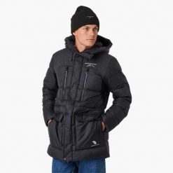 Kurtka Puchowa Wędrówki Mężczyzna Östersund Izolujący. Zielone kurtki męskie SWEDEMOUNT, na zimę, m, bez wzorów, z materiału, bez kaptura. Za 672.00 zł.