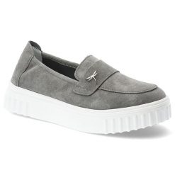 Półbuty damskie Vinceza, cholewka ze skóry naturalnej zamszowej wsuwany fason z ozdobnym elementem, szare, 93218. Szare półbuty damskie VINCEZA, bez wzorów, ze skóry, bez obcasa, bez zapięcia. Za 169.00 zł.