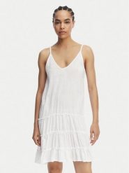 Banana Moon Sukienka letnia Dona Tafalia LTL10 Biały Regular Fit. Białe sukienki damskie Banana Moon, na lato, m, bez wzorów, z bawełny, bez kołnierzyka, bez ramiączek. Za 409.99 zł.