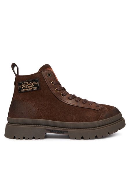 REPLAY Trzewiki GMC1G .000.C0005L Brązowy. Brązowe botki męskie Replay, bez wzorów, z nubiku, bez obcasa, bez zapięcia. Za 489.99 zł.