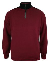 Bluza Bordowa, Sweter Męski, Dekolt z Wysoką Stójką Zapinaną na Zamek -KINGS. Czerwone swetry męskie Kings, m, bez wzorów, z bawełny, bez kołnierzyka, bez ramiączek. Za 119.00 zł.