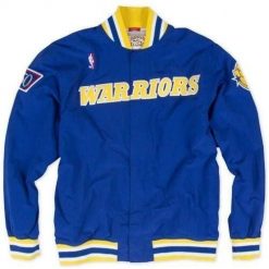 Kurtka Golden State Warriors nba authentic. Niebieskie kurtki męskie Mitchell & Ness, bez wzorów, sportowe, bez kaptura. Za 584.00 zł.