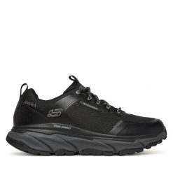 Trekkingi Skechers. Czarne buty zimowe męskie Skechers, bez wzorów, bez obcasa, bez zapięcia. Za 379.99 zł.