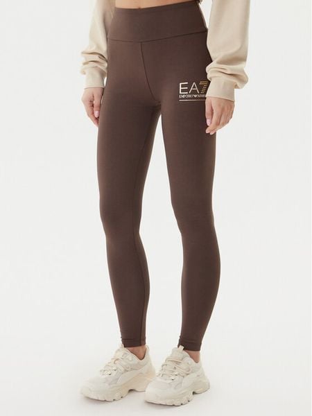 EA7 Emporio Armani Legginsy 7W000426 AF12484 U6063 Brązowy Slim Fit. Brązowe legginsy damskie EA7 Emporio Armani, bez wzorów, z bawełny. Za 199.99 zł.