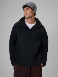4F Kurtka softshell wiatroodporna membrana 8000 męska - czarna XXL. Czarne kurtki męskie 4F, m, bez wzorów, z materiału, bez kaptura, trekkingowe. Za 299.99 zł.