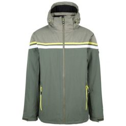 Kurtka Narciarska Męska Dexy. Szare kurtki sportowe męskie Trespass, m, z aplikacjami, z elastanu, z kapturem, narciarskie. Za 351.99 zł.