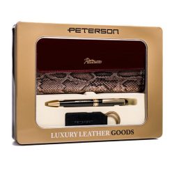 Zestaw prezentowy Peterson bordowy skórzany. Czerwone portfele damskie Peterson, ze skóry. Za 205.99 zł.