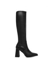 DeeZee Kozaki W4LD192504H Czarny. Czarne kozaki damskie DeeZee, bez wzorów, z materiału, bez obcasa, na słupku, bez zapięcia. Za 259.99 zł.