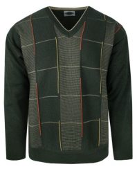 Zielony Sweter Męski - V-neck (Serek) - Kings - Zielony. Zielone swetry męskie Kings, m, bez wzorów, z bawełny, bez kołnierzyka, bez ramiączek. Za 125.00 zł.