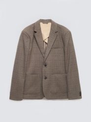 Marynarka męska z dodatkiem wełny w kratę brązowa Branson 803. Brązowe garnitury męskie BIG STAR, l, bez wzorów, z jeansu, biznesowe. Za 359.99 zł.