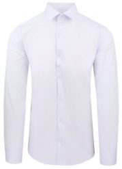 Biała Koszula Bawełniana o Taliowanym Kroju, Jednokolorowa. Białe koszule męskie Pazzani, bez wzorów, z bawełny, eleganckie, bez kołnierzyka, bez ramiączek. Za 169.00 zł.