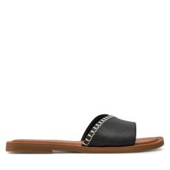 Klapki Toms. Czarne klapki damskie Toms, bez wzorów, bez obcasa, bez zapięcia. Za 299.99 zł.