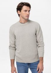 Bawełniany sweter S-RAYAN. Białe swetry męskie Volcano, l, bez wzorów, z bawełny, eleganckie, bez kołnierzyka, bez ramiączek. Za 159.99 zł.