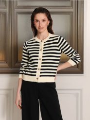 Kardigan w paski - wielobarwny. Kardigany damskie Sinsay, l, bez wzorów, z bawełny, bez kołnierzyka. Za 59.99 zł.