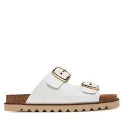 Klapki Dr. Brinkmann. Białe klapki damskie Dr. Brinkmann, bez wzorów, bez obcasa, bez zapięcia. Za 379.99 zł.