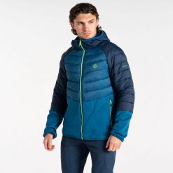 Kurtka turystyczna hybrydowa męska Mountain Series. Niebieskie kurtki męskie Dare 2B, m, bez wzorów, sportowe, bez kaptura. W wyprzedaży za 189.99 zł.