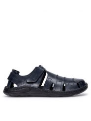 Go Soft Sandały ROMA-01 MI18 Granatowy. Niebieskie sandały męskie GO SOFT, bez wzorów, ze skóry, bez zapięcia. Za 125.99 zł.